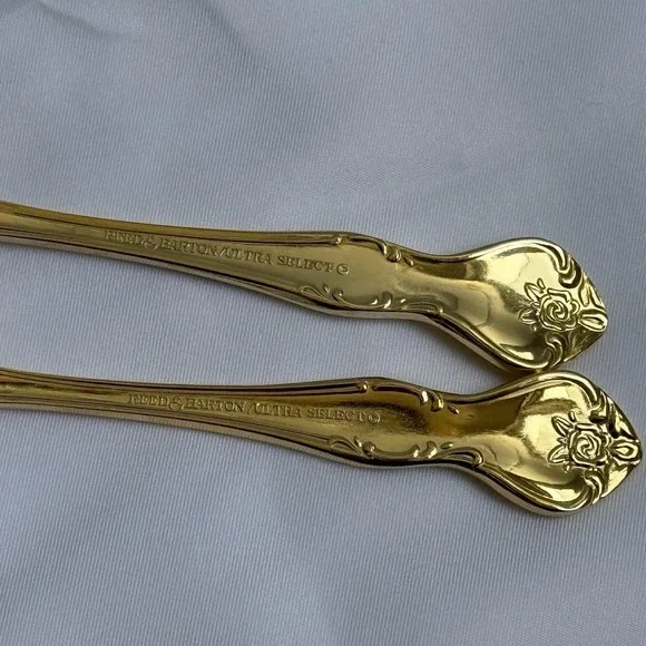 Reed & Barton Ultra Select Gold Plate Serving Spoon Butter Knife Set Japan - Picture 4 of 11